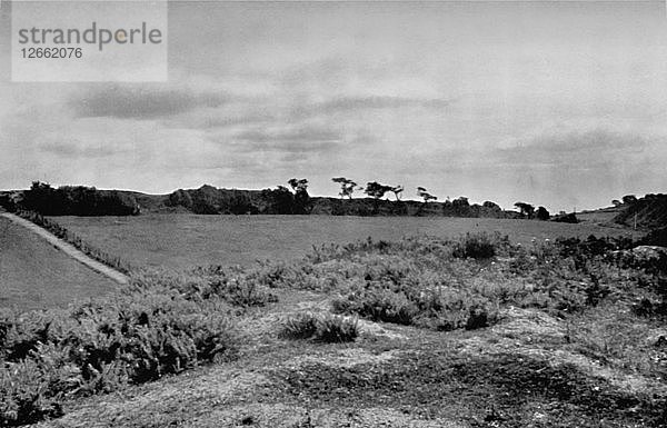 Offas Dyke  der einen Hügel überquert  in Denbighshire  Wales  1935. Künstler: Unbekannt.