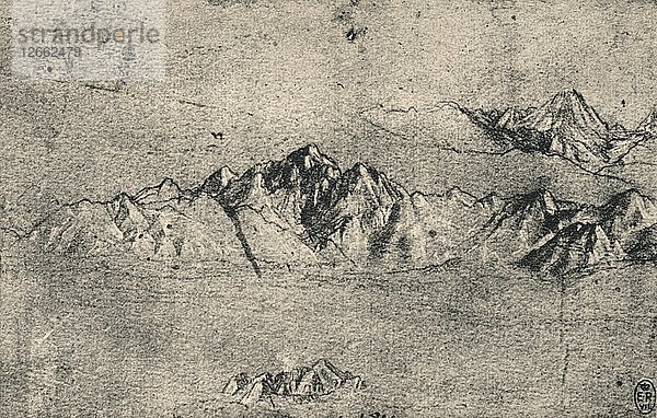 Studie eines Gebirgszuges  um 1480 (1945). Künstler: Leonardo da Vinci.