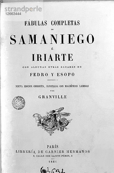 Umschlag des Buches Fabeln von Félix María de Samaniego  Ausgabe 1881.
