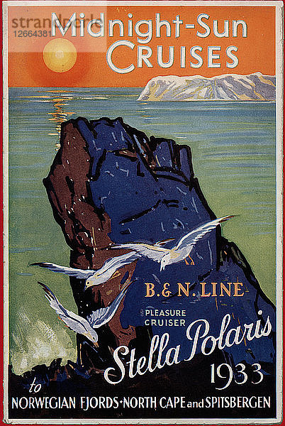 Touristenbroschüre für die norwegischen Fjorde und das Nordkap  1933.
