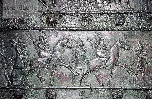 Detail aus dem Balawat-Tor  hergestellt für Schalmeneser III.  Neuassyrer  ca. 858 v. Chr. - 824 v. Chr. Künstler: Unbekannt.