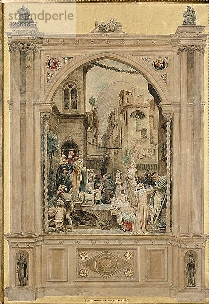 Vorbereitungen für ein Fest  Florenz  1851. Künstler: Frederic Leighton.