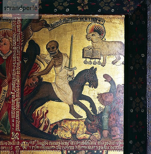 Der vierte Reiter der Apokalypse  römischer Kaiser Domitian  14.-15. Jahrhundert. Künstler: Meister Bertram von Hamburg.