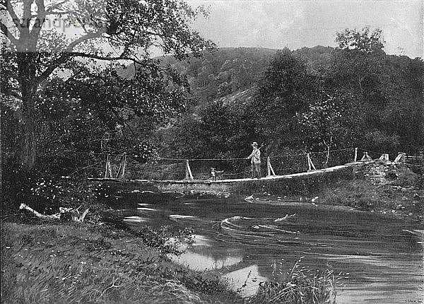 Die wackelige Brücke  Llandrindrod Wells  um 1896. Künstler: Hudson.