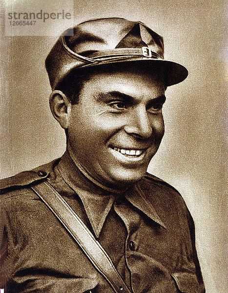Buenaventura Durruti (1896-1936)  spanischer Anarchistenführer  Reproduktion einer Fotografie.