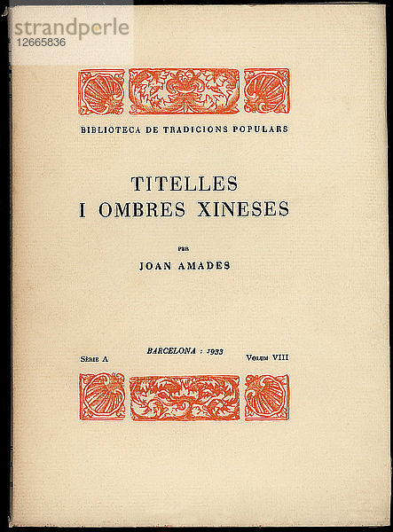 Buchdeckel von Titelles i ombres xineses von Joan Amades  veröffentlicht von der Biblioteca de Tradicio?