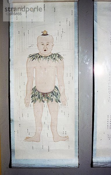 Chinesische Akupunkturkarte  Vorderansicht. Künstler: Unbekannt.