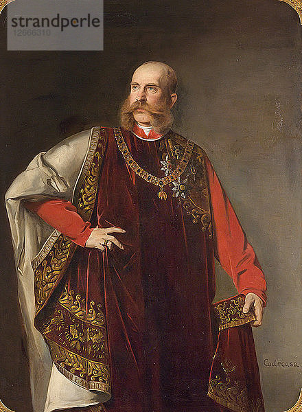 Kaiser Franz Joseph I. von Österreich in den Insignien des Ordens vom Goldenen Vlies  1880er Jahre.
