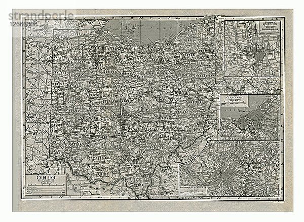 Karte von Ohio  USA  um 1910. Künstler: Emery Walker Ltd.