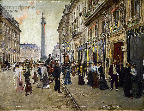 Arbeiter verlassen das Maison Paquin in der Rue de La Paix  um 1912.