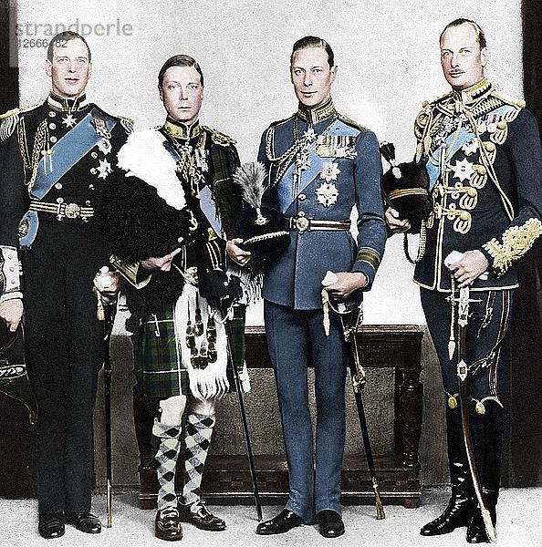 Der Prinz von Wales mit seinen Brüdern  um 1930. Künstler: Unbekannt.