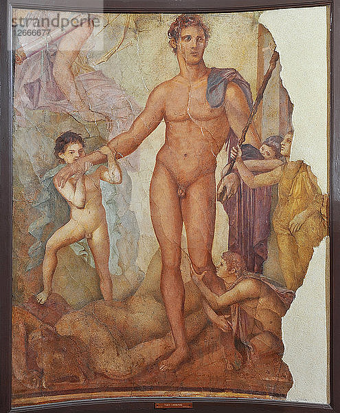 Theseus der Befreier. Antikes römisches Fresko aus der Basilika von Herculaneum.