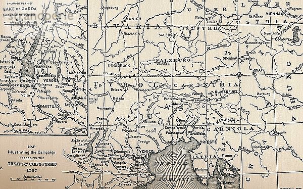 Karte des Feldzugs vor dem Vertrag von Campo-Formio  1797  (1896). Künstler: Unbekannt.