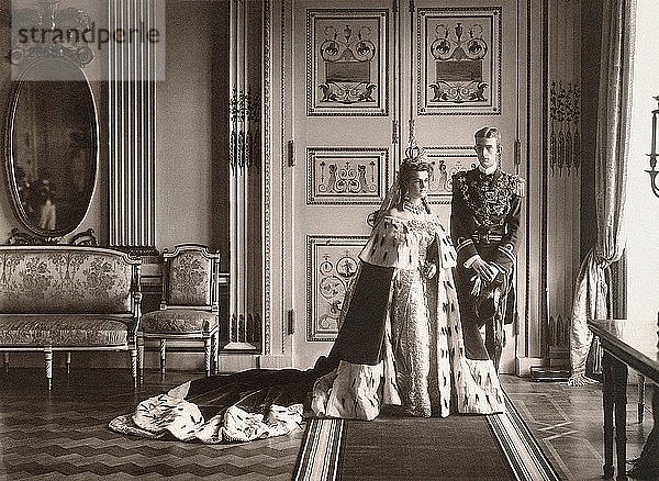 Großfürstin Maria Pawlowna und Prinz Wilhelm  Herzog von Södermanland. Hochzeitsfoto in Catherine Pa