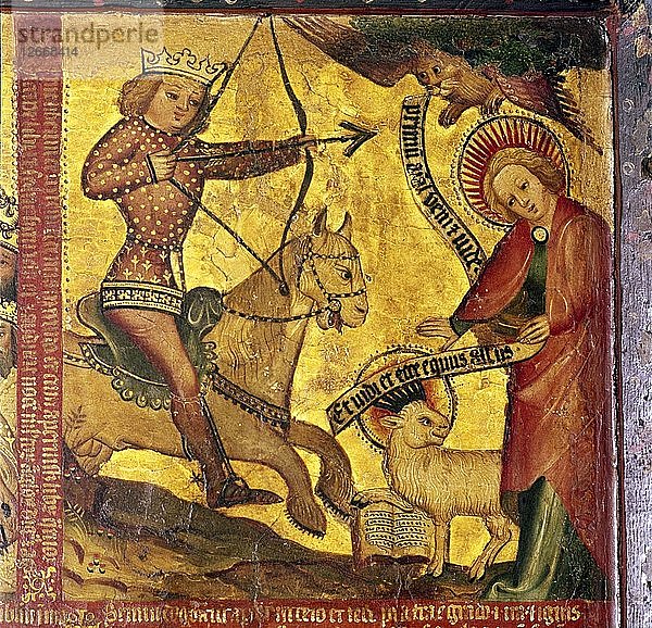 Der erste Reiter  identifiziert mit dem römischen Kaiser Gaius (37-41 n. Chr.)  14. bis 15. Jahrhundert. Künstler: Meister Bertram von Hamburg.