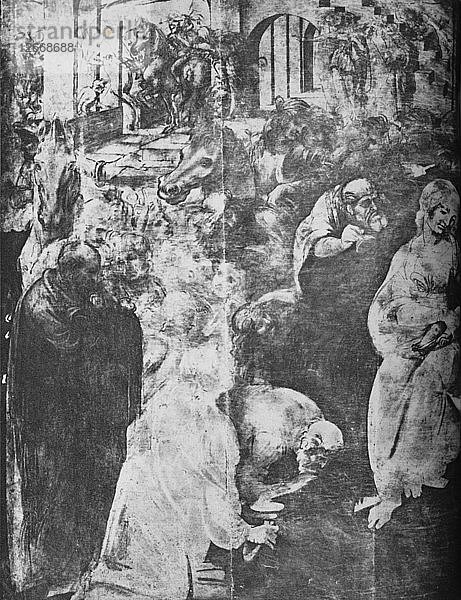 Anbetung der Könige - Linker unterer Teil  um 1481 (1945). Künstler: Leonardo da Vinci.