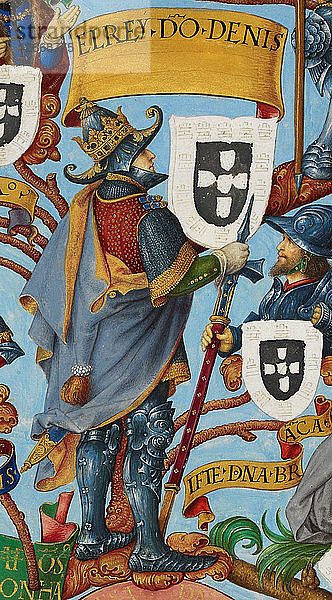 König Denis I. von Portugal (1261-1325) Aus Genealogia dos Reis de Portugal  ca. 1530.