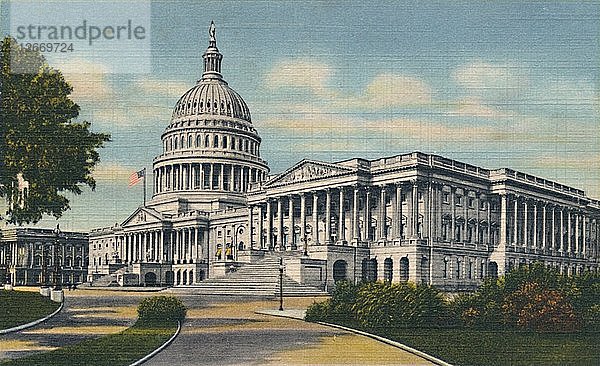 Das U.S. Capitol  Washington D.C.  um 1940. Künstler: Unbekannt.