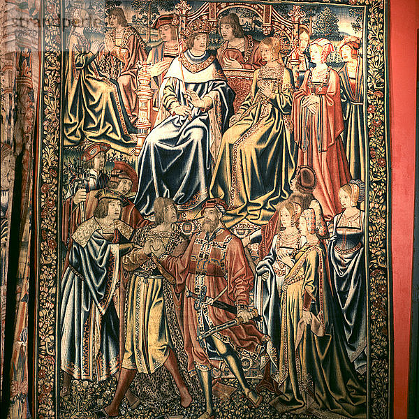 Königliche Hochzeit  Wandteppich mit den Katholischen Königen  Fernando II. von Aragon (1452-1516) und Isabe?