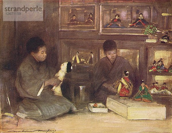 Ein Spielzeugladen  um 1887  (1901). Künstler: Mortimer L. Menpes.