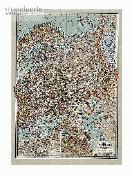 Karte von Russland in Europa  um 1910. Künstler: Emery Walker Ltd.