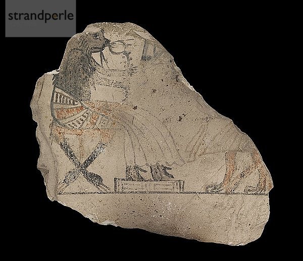 Kalkstein-Ostraka mit Skizzen in roter und schwarzer Tinte  XIX. Dynastie  ca. 1292 - ca. 1190 v. Chr. Künstler: Unbekannt.