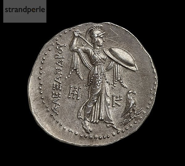 Antike griechische (ptolemäische) Silbermünze  295 v. Chr. Künstler: Unbekannt.
