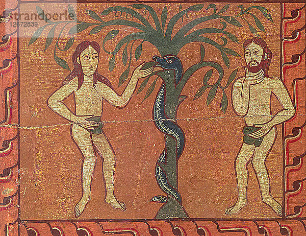 Adam und Eva mit der Schlange  Tempera auf Holz  von der Seite des Altars der Sagen.
