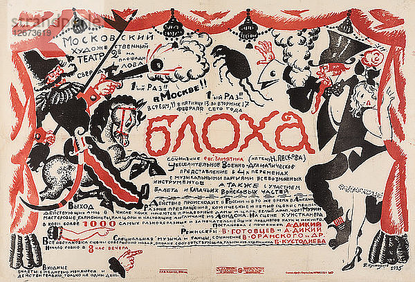 Plakat für das Theaterstück Der Floh von E. Zamyatin.