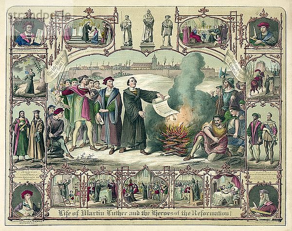 Das Leben Martin Luthers und die Helden der Reformation  hrsg. 1874 (Farblithographie)