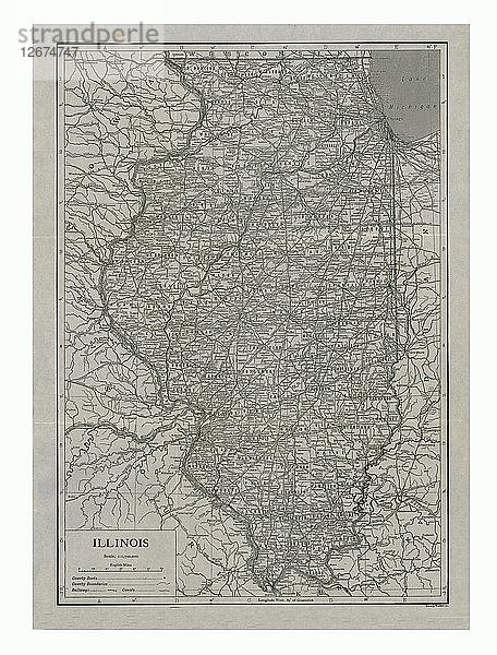 Karte von Illinois  USA  um 1910. Künstler: Emery Walker Ltd.