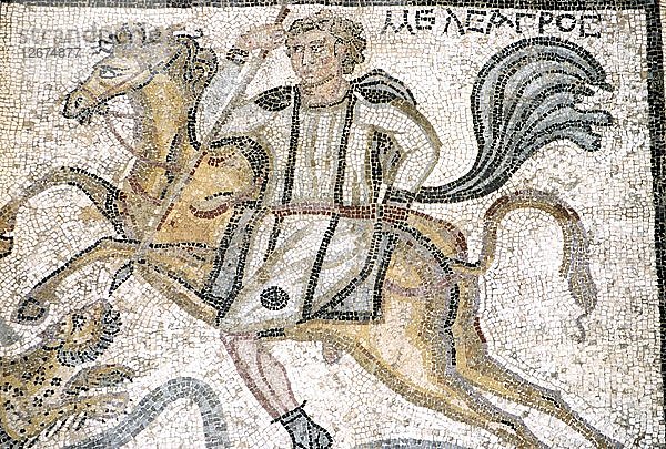 Römisches Mosaik aus Karthago  Reiter jagt Leopard  ca. 3. Jahrhundert. Künstler: Unbekannt.
