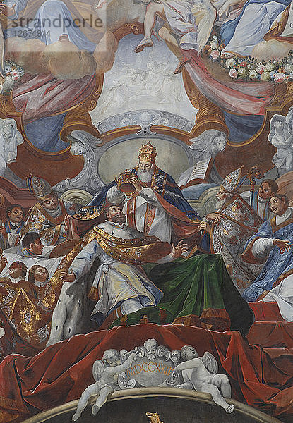 Die Kaiserkrönung Karls des Großen durch Papst Leo III. im Jahr 800  1724.