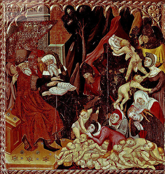 Altarbild des hl. Franziskus und der Franziskanerorden. Tafel des Schlachtens der Unschuldigen. Tempera auf ?