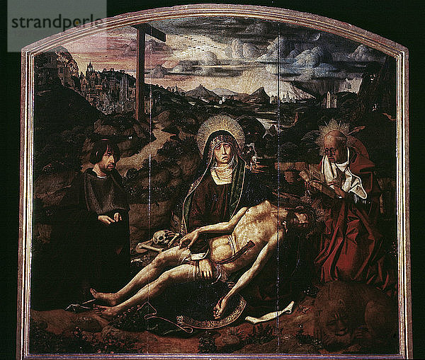 Pieta mit dem heiligen Hieronymus und Kanoniker L. Desplas.