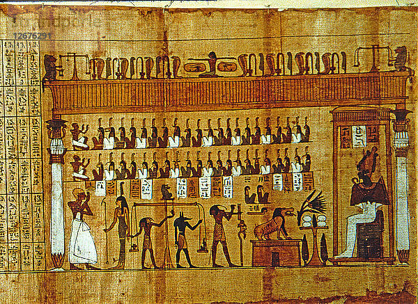 Szene  die das Seelengericht darstellt  aus dem Buch der Toten  Papyrus.