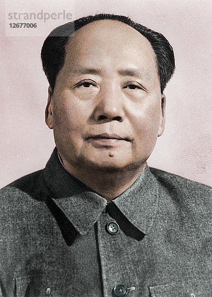 Mao Zedong  chinesischer kommunistischer Revolutionär und Führer  ca. 1950er Jahre(?). Künstler: Unbekannt.