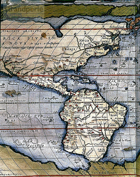 Theatrum Orbis Terrarum von Abraham Ortelius  Antwerpen  1574  Karte der Amerikas.