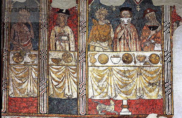 Wandmalereien im Refektorium des Kanonikus der Seu Vella von Lleida. Die kanonische Pia Almoina ?