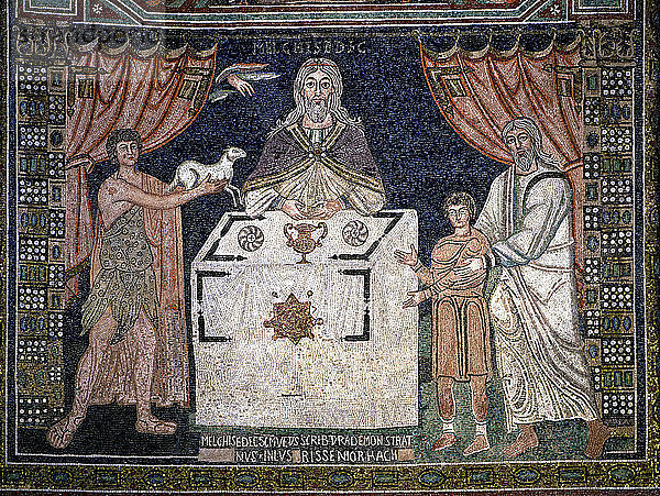 Mosaik in der Apsis  Darstellung des Melchisedek (Detail) in der Basilika von St. Apollinaire in ?