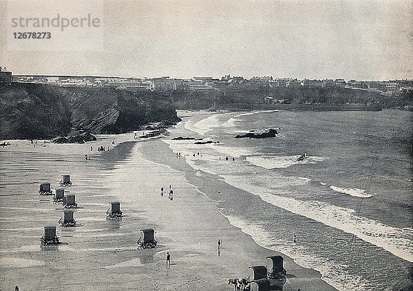 Newquay - Ein ruhiger Badeort  1895. Künstler: Unbekannt.