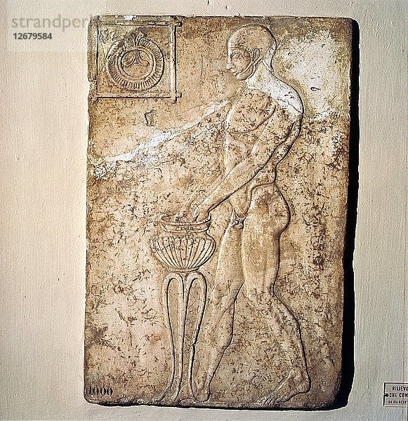 Römisches Votivrelief eines Athleten aus republikanischer Zeit  Rom  ca. 2. Jahrhundert v. Chr. Künstler: Unbekannt.
