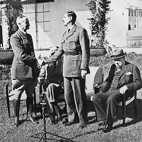 Henri Giraud und de Gaulle während der Konferenz von Casablanca  Januar 1943  (1945). Künstler: Unbekannt.