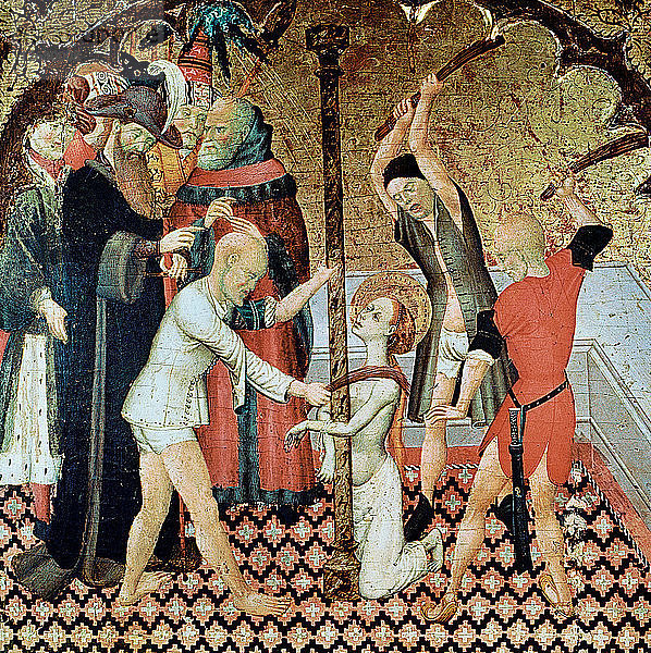 Geißelung der Heiligen Eulalia  Tafel von Bernat Martorell.