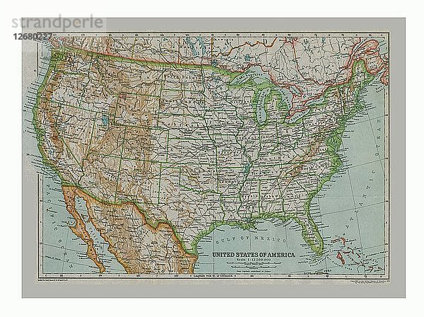 Karte der Vereinigten Staaten von Amerika  um 1910. Künstler: Gull Engraving Company.