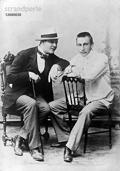 Sergej Rachmaninow und der Sänger Fjodor Chaliapin  Ende der 1890er Jahre.