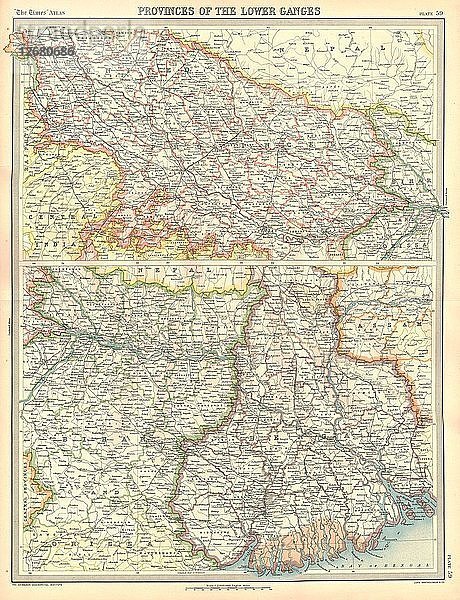 Karte der Provinzen am unteren Ganges. Künstler: Unbekannt.