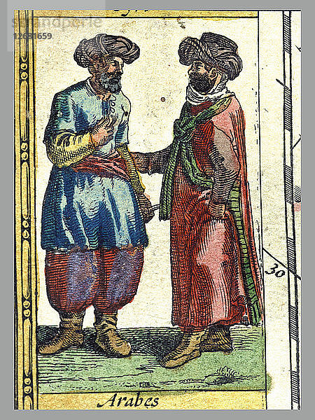 Araber  kolorierter Kupferstich aus dem Buch Le Theatre du monde oder Nouvel Atlas  1645  erstellt  pr?