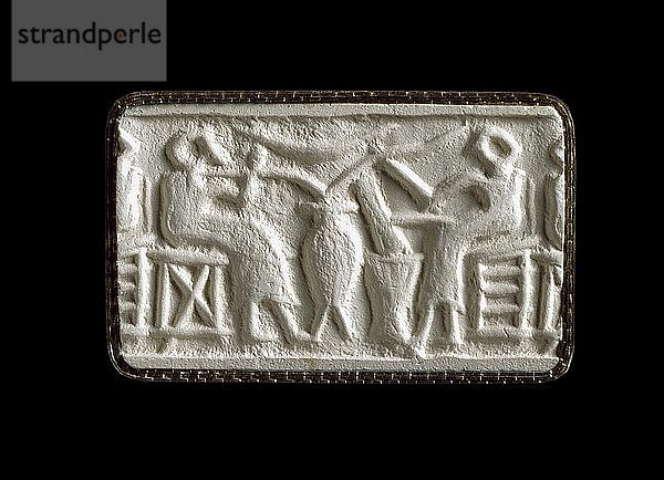 Zylindersiegel (frühdynastische Szenen menschlicher Aktivitäten)  ED II  2750-2600 v. Chr. Künstler: Unbekannt.
