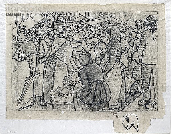 Kompositionsstudie für den Markt von Gisors (rue Cappeville)  um 1893. Künstler: Camille Pissarro.